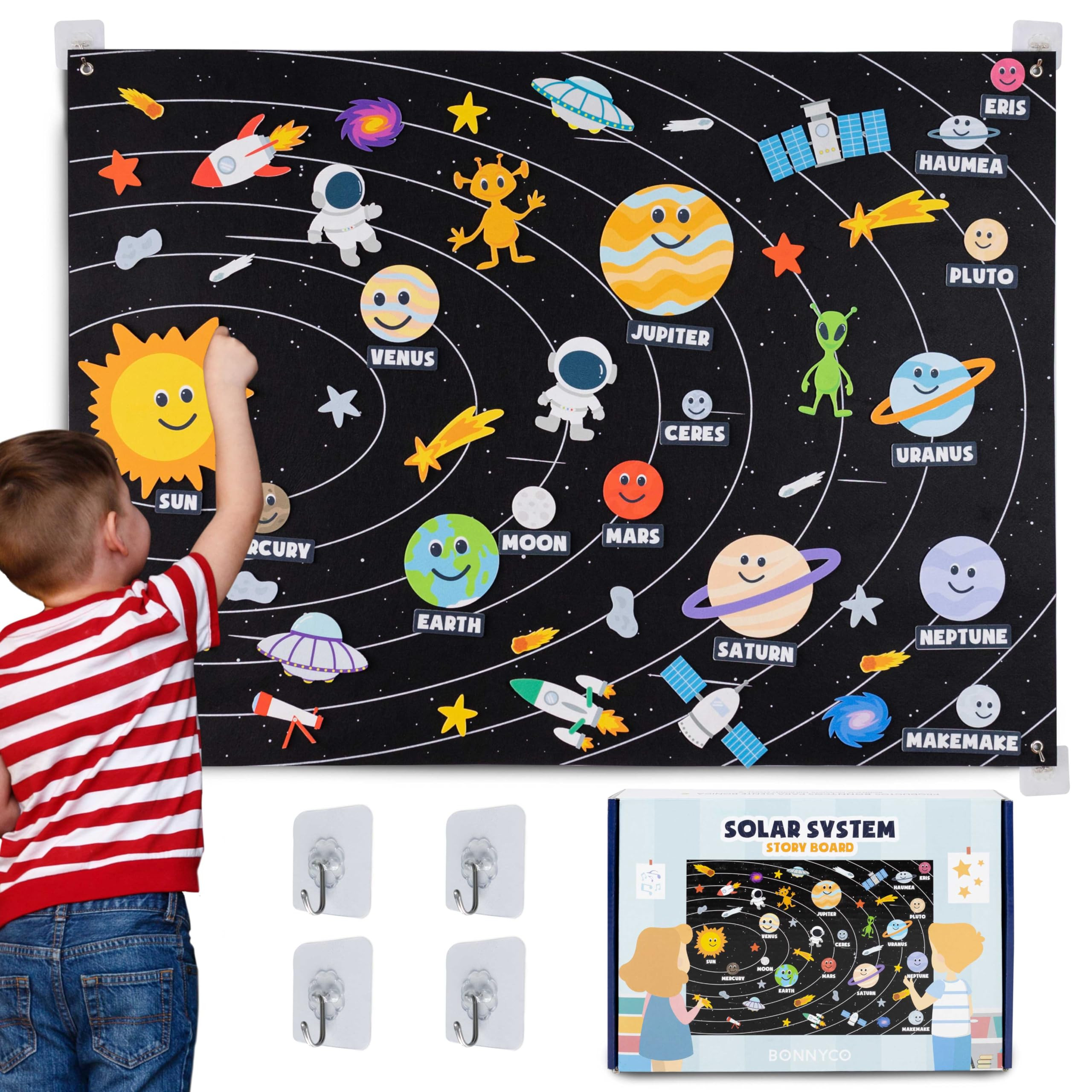 BONNYCO Solar System for Kids Toys with 61 Felt Figures. Space Montessori Toys, Girls Boys Birthd... | Amazon (US)