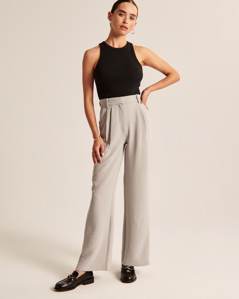 Women's A&F Sloane Tailored Premium Crepe Pant | Women's Bottoms | Abercrombie.com | Abercrombie & Fitch (US)