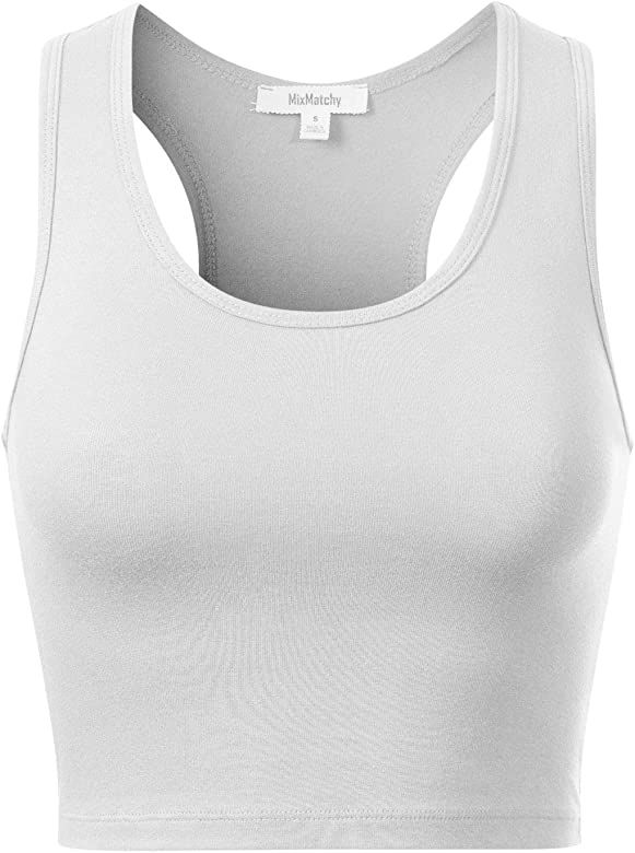 MixMatchy Women's Cotton Basic Sleeveless Racerback Sports Crop Tank Top | Amazon (US)