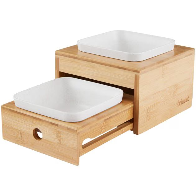 FRISCO Bamboo Melamine Double Diner Dog Bowl with Bamboo Stand, 3 Cup - Chewy.com | Chewy.com