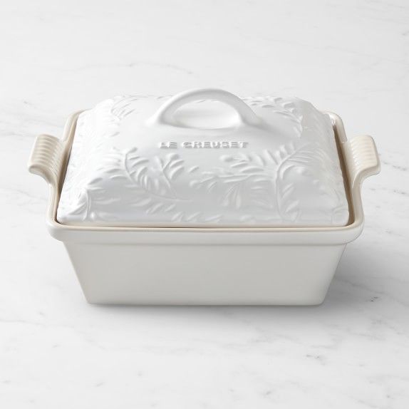 Le Creuset Olive Branch Collection Heritage Stoneware Deep Square Covered Baker | Williams-Sonoma