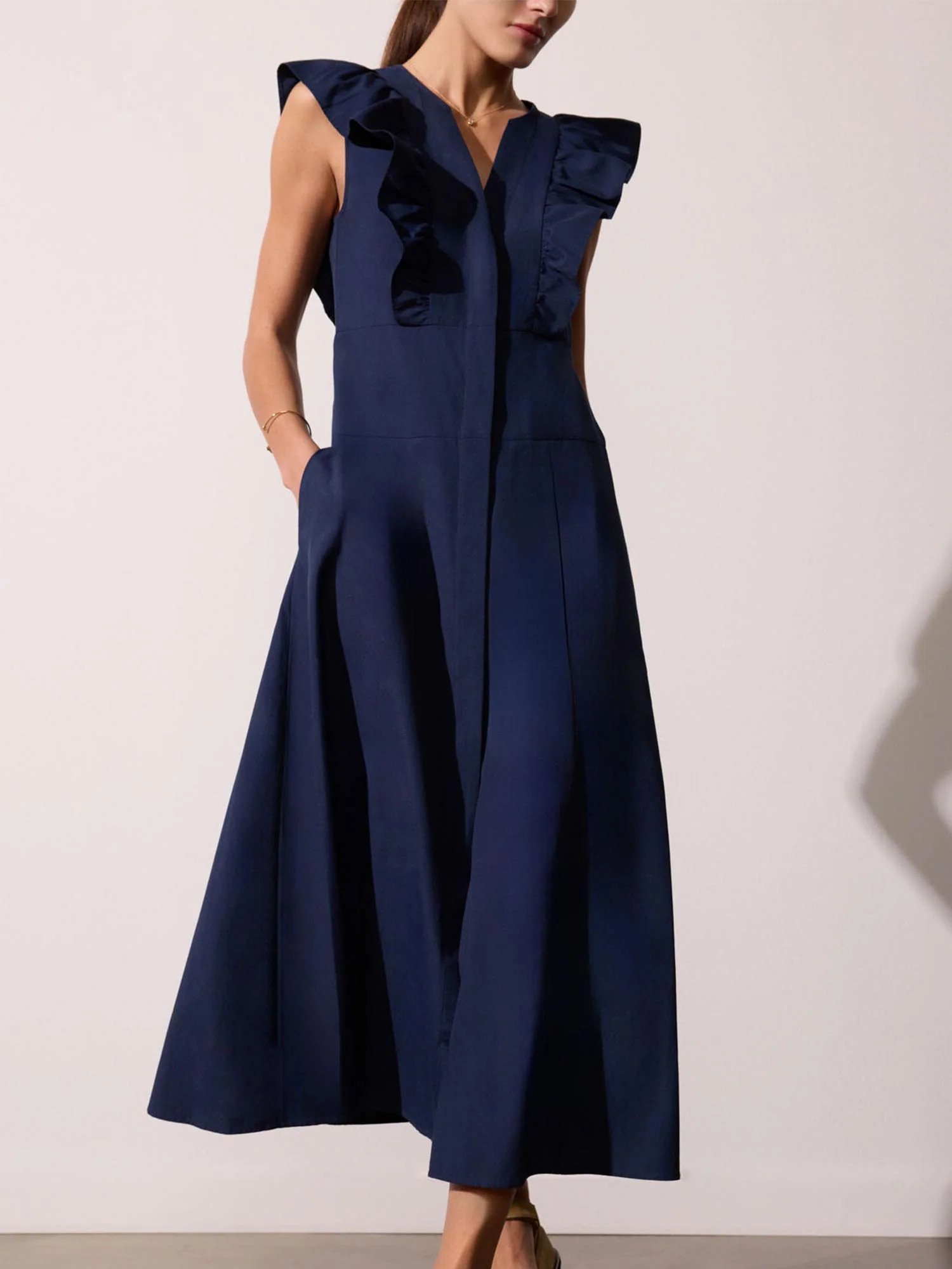 Women's Aurora Ruffle Dress in Navy | Brochu Walker | Brochu Walker