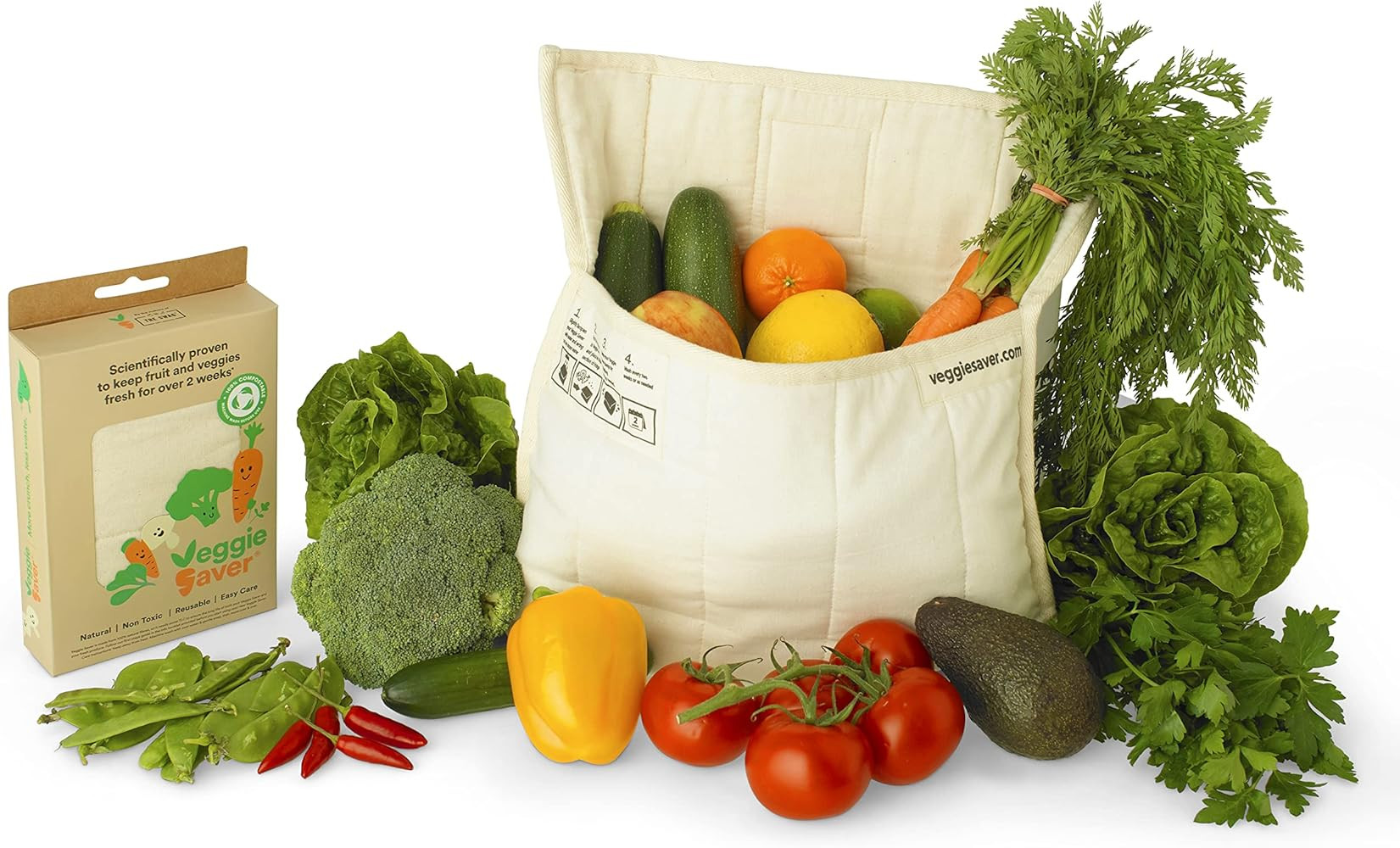 Award-Winning, Reusable Produce Bag for Refrigerator Storage, 100% Natural Cotton, Intelligent Pa... | Amazon (US)