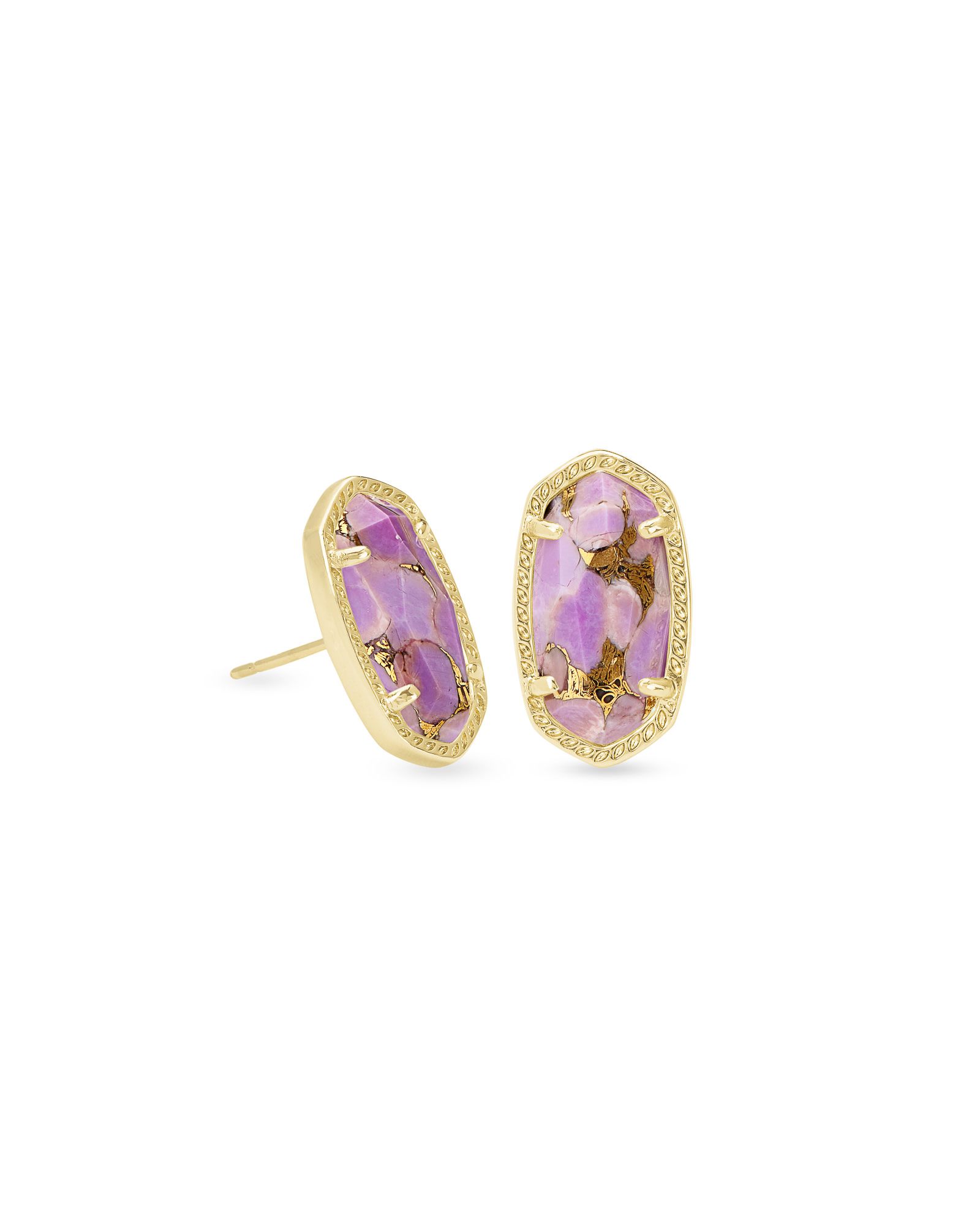 Ellie Gold Stud Earrings in Bronze Veined Lilac Magnesite | Kendra Scott