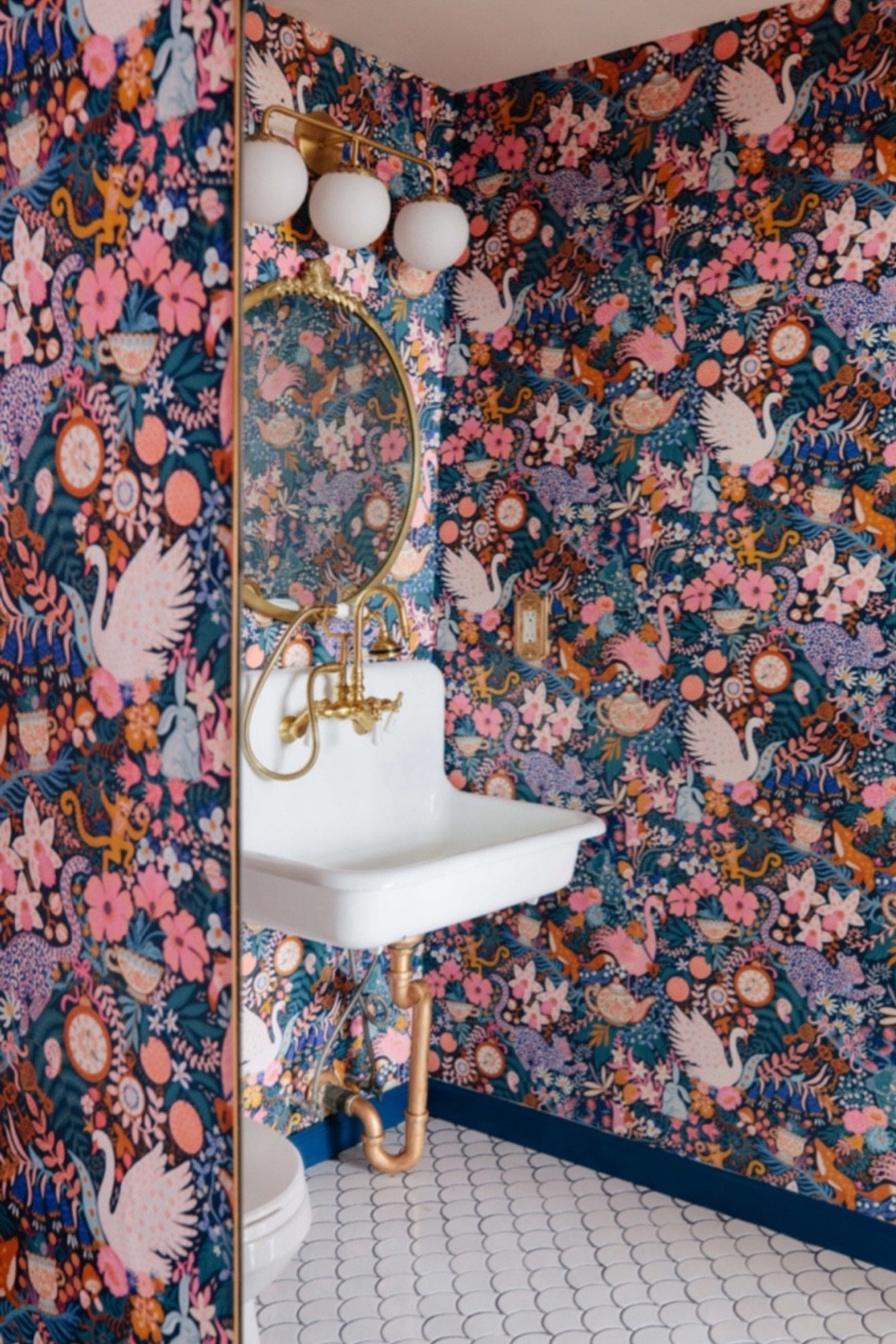 Powder bath makeover colorful powder room small bathroom design statement bathroom 

#LTKHome