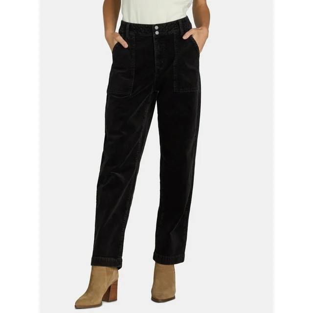 Time and Tru Women's Corduroy Mid Rise Utility Pants, 28" Inseam, Sizes 2-22 | Walmart (US)