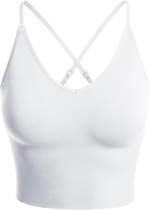 Design by Olivia Women's Casual Seamless Padded Workout Sports Bra Cami Cropped Yoga Tank Top wit... | Amazon (US)