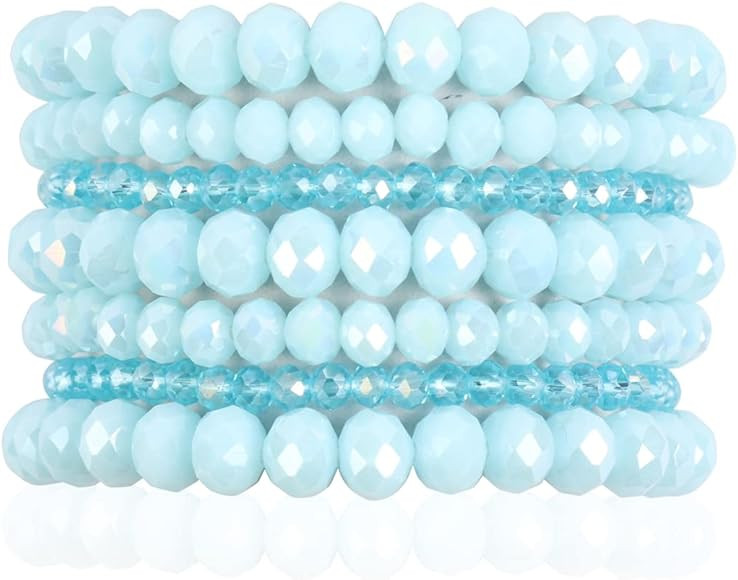 RIAH FASHION Bohemian Multi-Layer Beaded Stacking Statement Bracelets - Versatile Stretch Strand ... | Amazon (US)