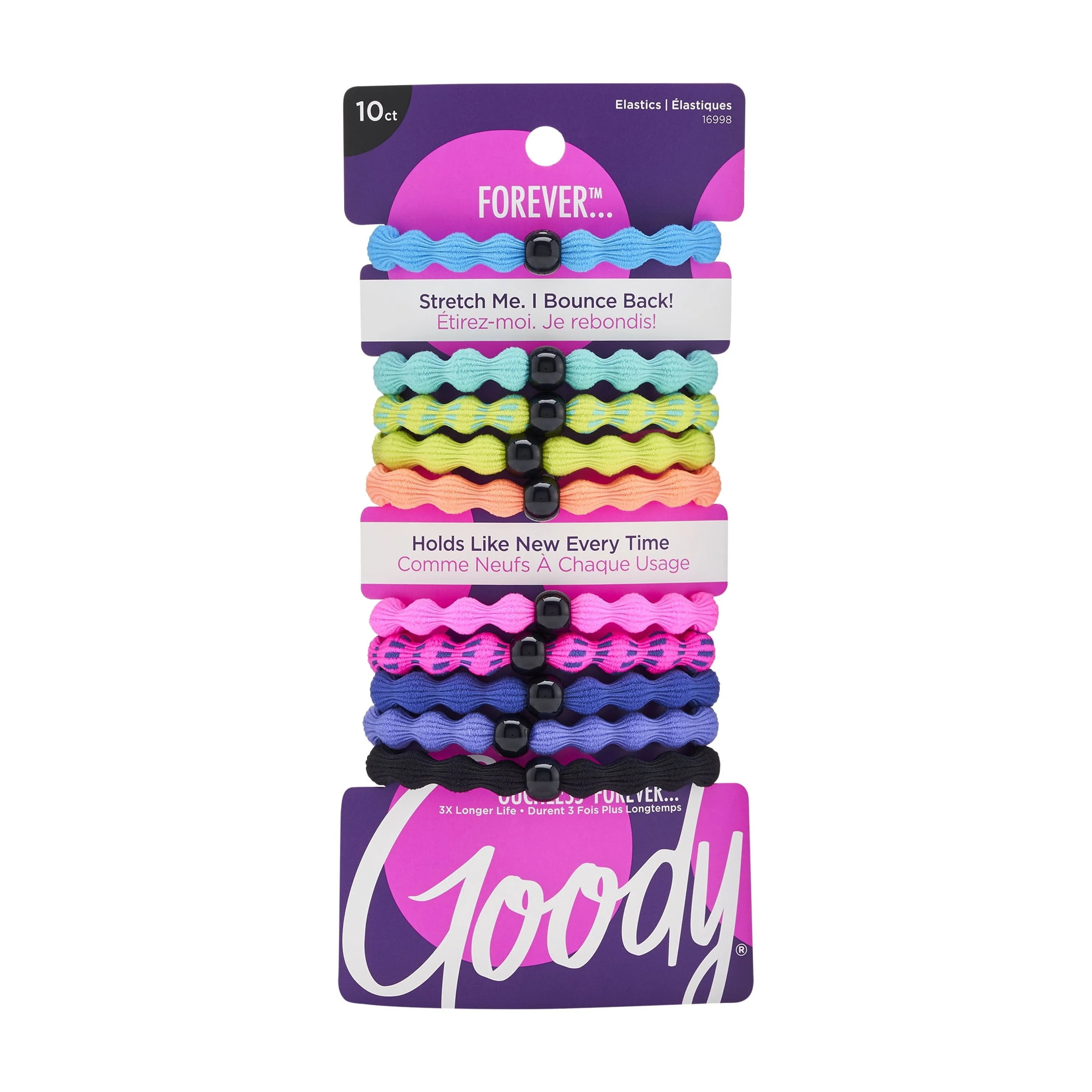 Goody Ouchless Forever Hair Elastics, Small Ponytail Holder, Multicolor Neon, 10 Ct | Walmart (US)