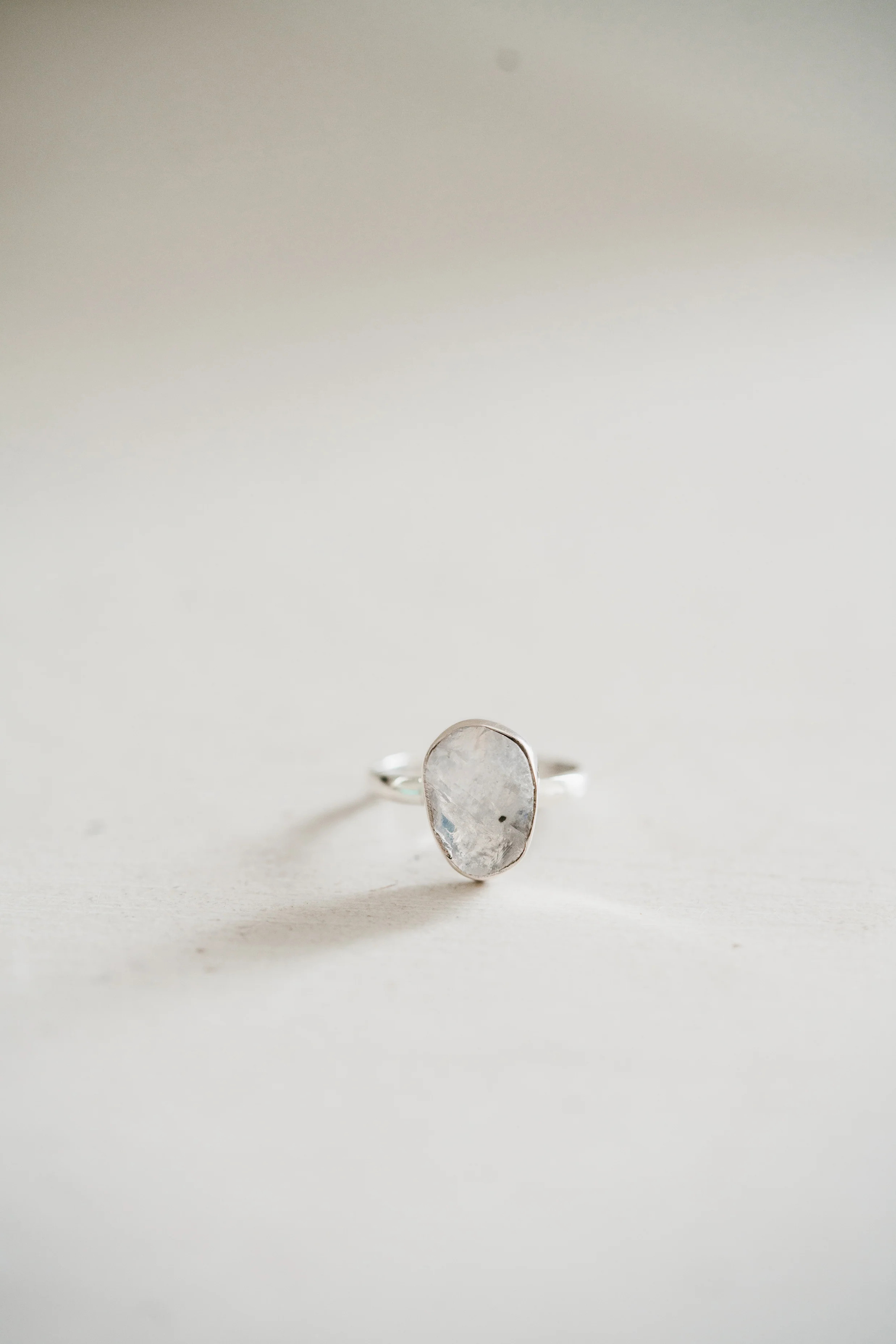 Noelle Ring | Rough Rainbow Moonstone | Goldie Lew Jewelry