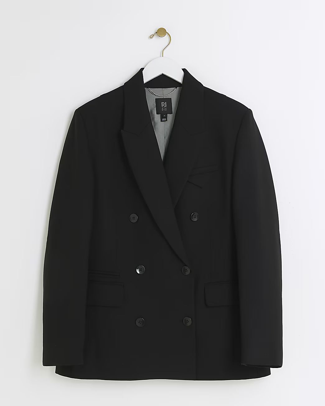 Black RI Studio pocket detail blazer | River Island (UK & IE)