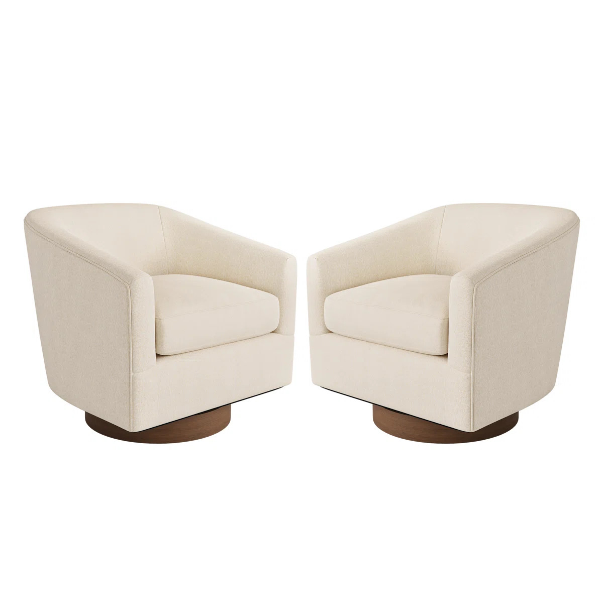 Forno Upholstered Swivel Barrel Chair With Wood Base | Wayfair North America