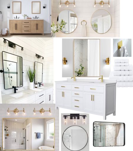 Bathroom Vanity / decor ideas
#bathroom #bathroomdecor #bathroomvanity #vanity #lighting #doublesink

#LTKbeauty #LTKsalealert #LTKhome