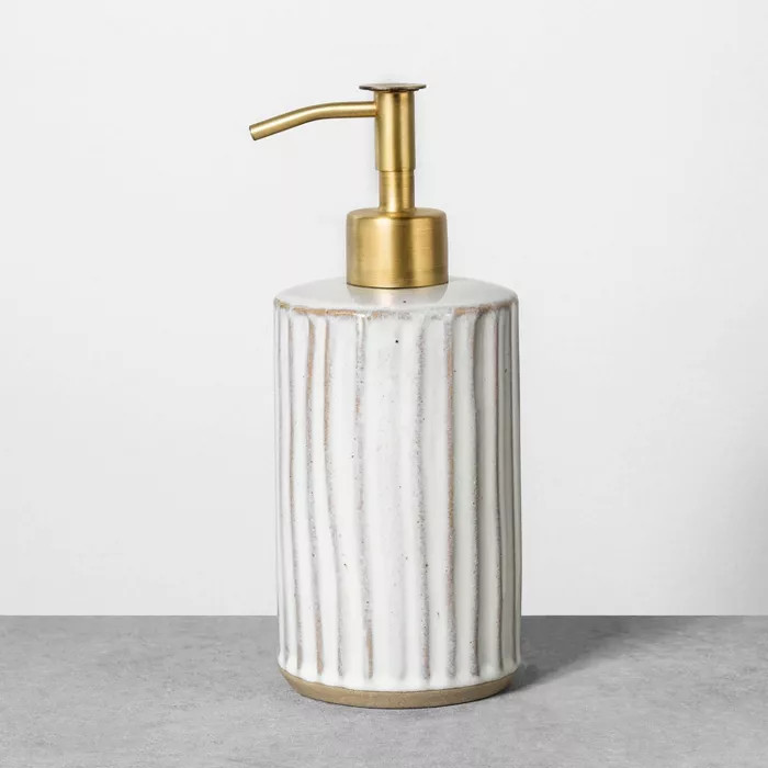 Stoneware Soap Dispenser Reactive Glaze Sour Cream - Hearth & Hand™ with Magnolia | Target
