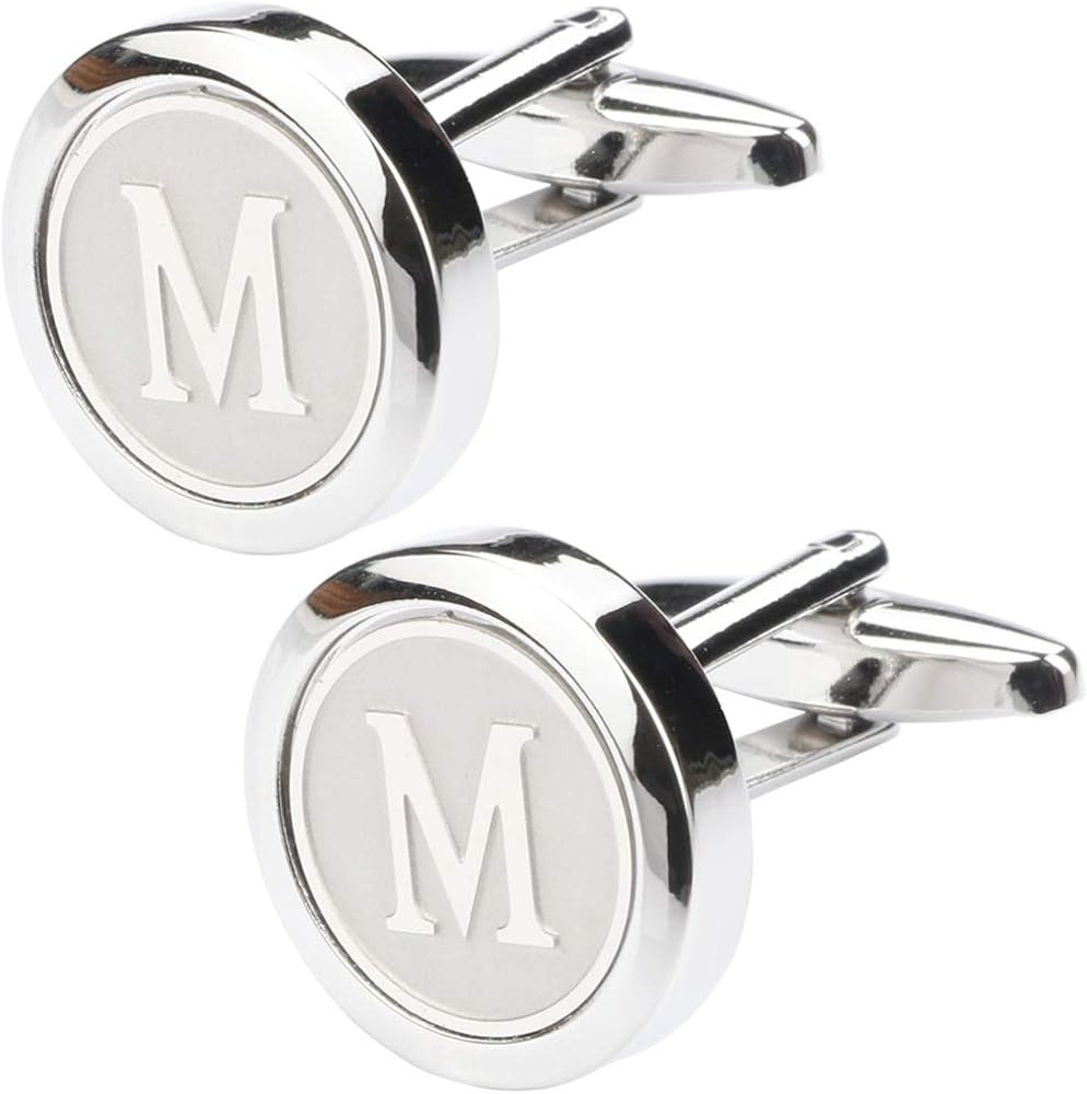 Mens Classic Stainless Steel Initial Cufflinks 26 Alphabet Initial Letter Cufflinks Business Wedd... | Amazon (US)