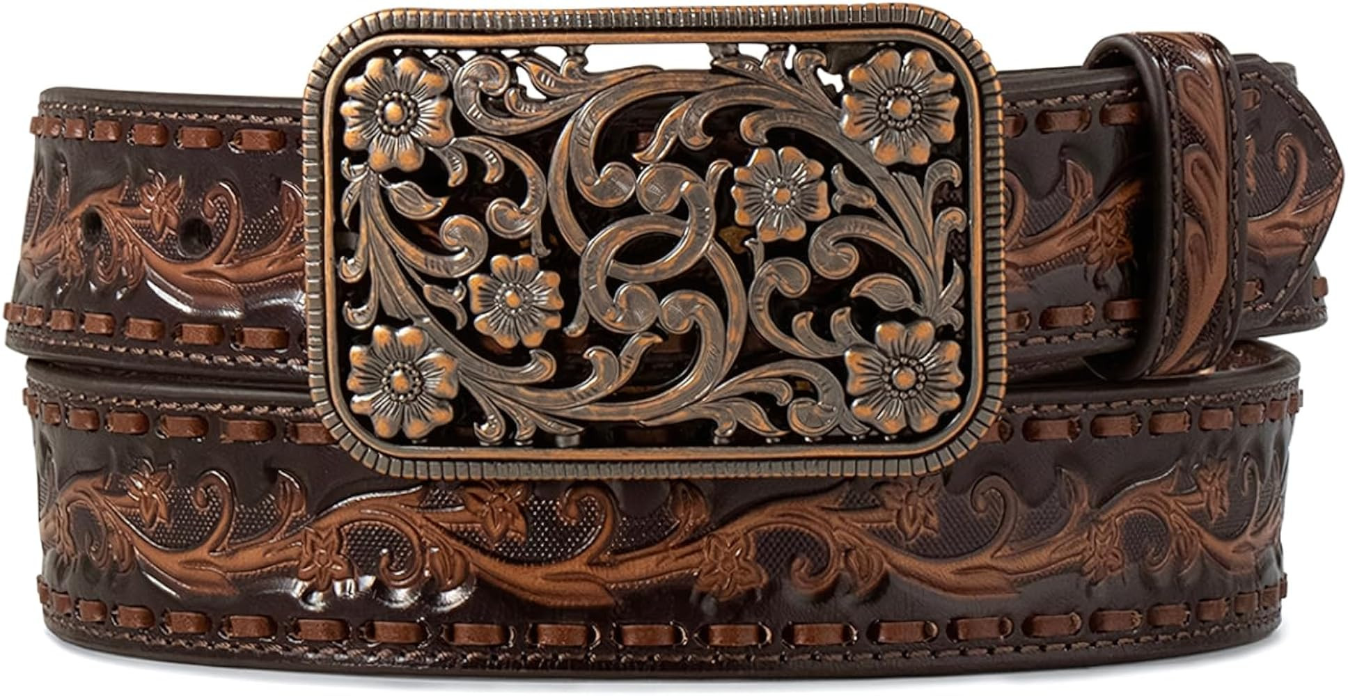 ARIAT Women's Rhinestones Embossed Leather Belt | Amazon (US)