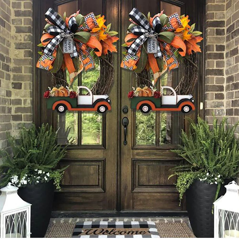 Wirziis Farmhouse Pumpkin Truck Wreath, Rustic Simple Decor, Fall Wreaths for Front Door Autumn H... | Walmart (US)