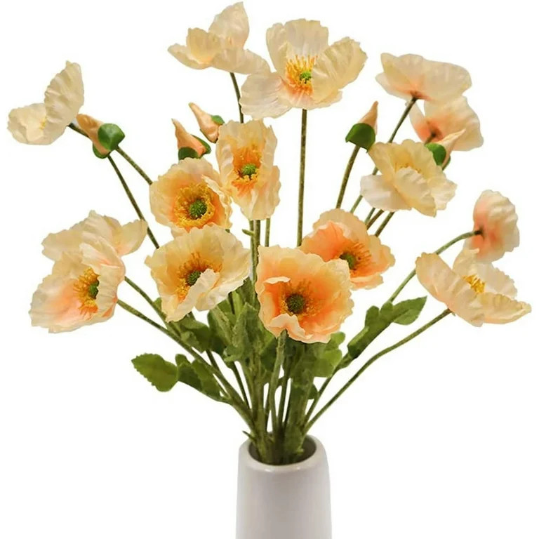 6 Pcs Artificial Poppy Flowers Silk Poppies Flowers with Stems Faux Flowers for Home Vase Bouquet... | Walmart (US)