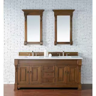 James Martin Vanities Brookfield 72 in. W Double Bath Vanity in Country Oak with Quartz Vanity To... | The Home Depot