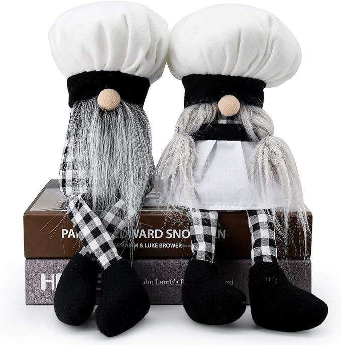 2PCS Kitchen Chef Gnome Plush, Nordic Scandinavian Buffalo Cooking Gnomes Figurine, Mr & Mrs Elf ... | Amazon (US)