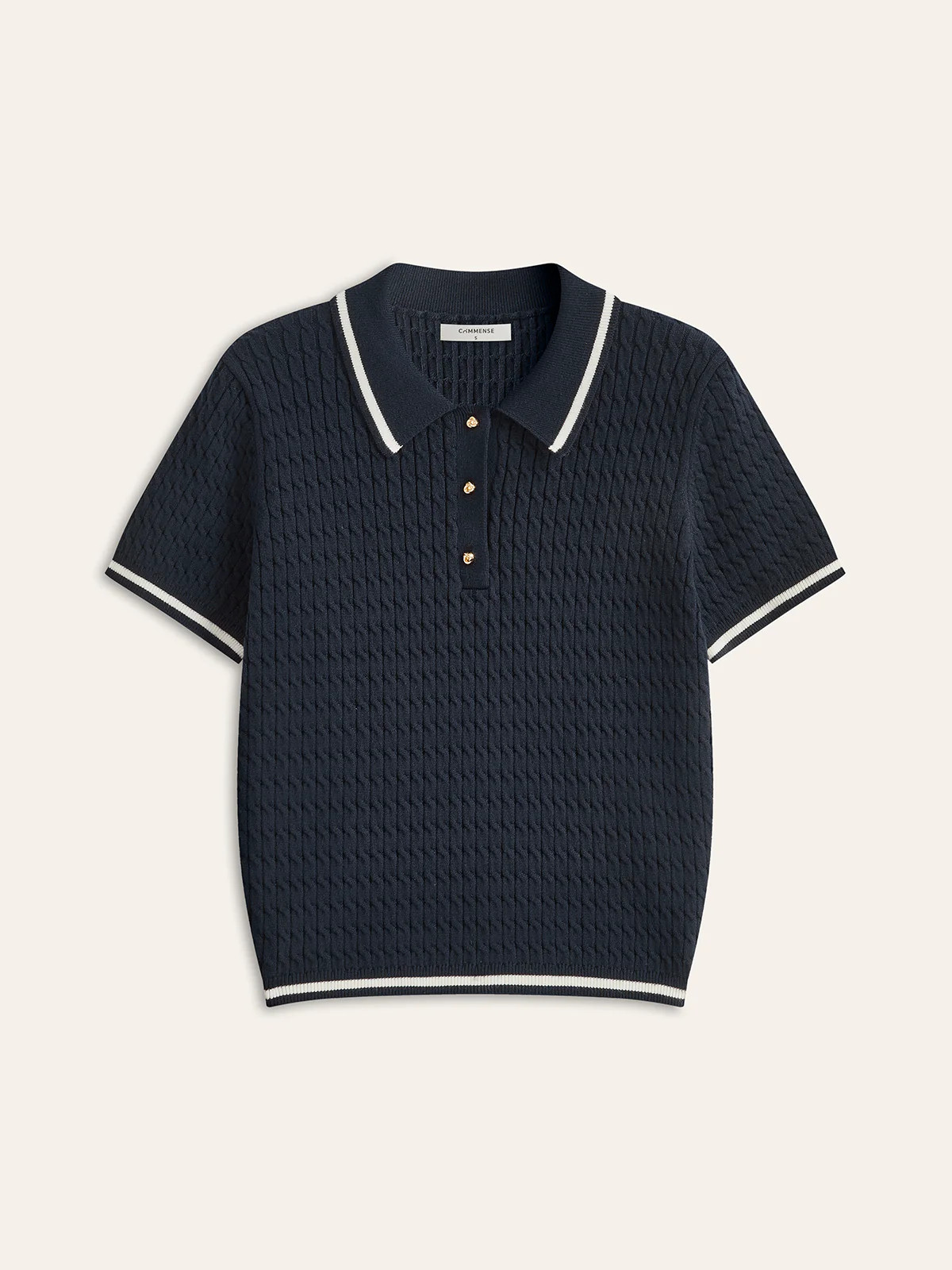 Ribbed Knit Polo Shirt | Commense