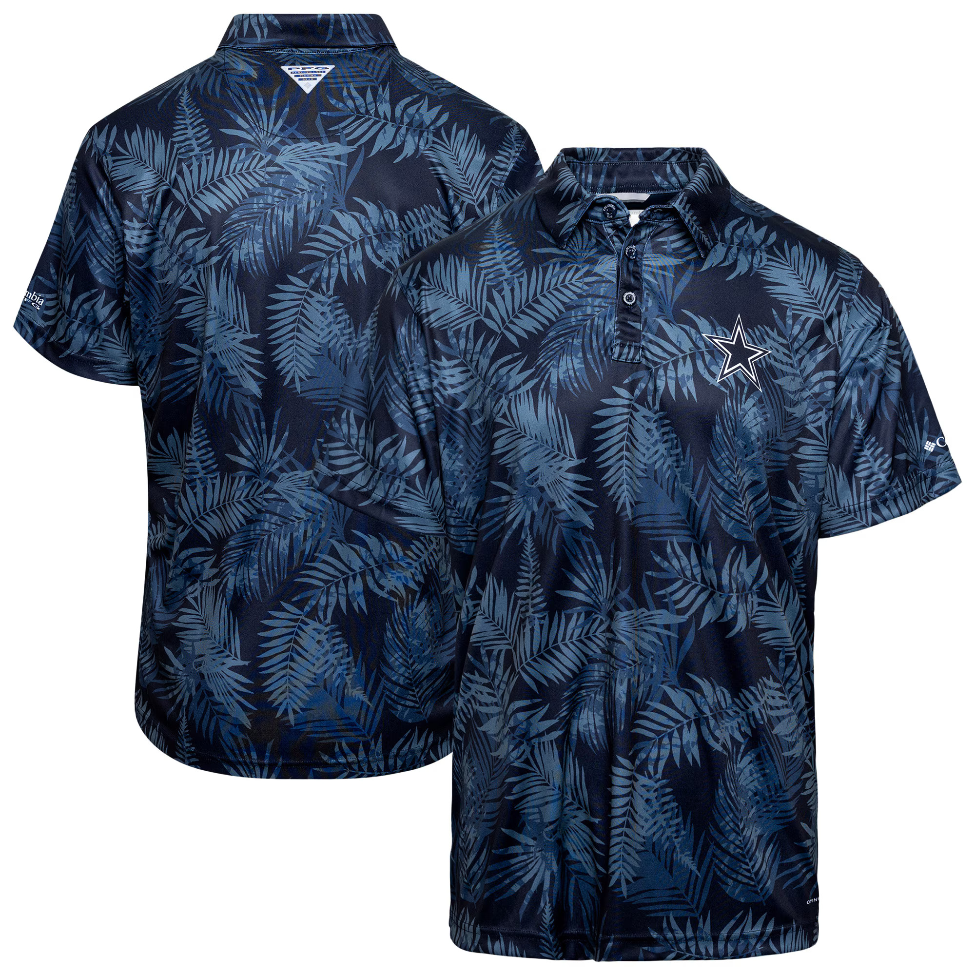 Men's Dallas Cowboys Columbia Navy PFG Super Terminal Tackle™ Omni-Shade™ Polo | NFL Shop