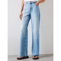 Mango Danila Wide Leg High Rise Jeans - Blue | Very (UK)