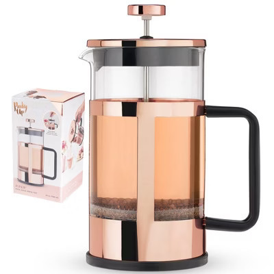 Pinky Up Piper Tea Press Pot, Coffee Maker, French Press for Loose Leaf Tea and Coffee, Hot or Iced Beverage Brewer, 34 oz, Rose Gold | Target