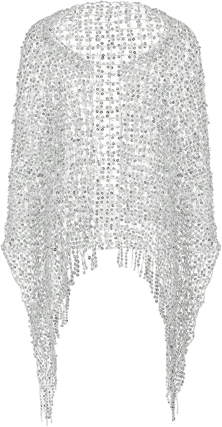 Floerns Women's Sequin Beaded Sparkly Headscarf Belly Dance Hip Scarf Glitter Neck Scarves | Amazon (US)