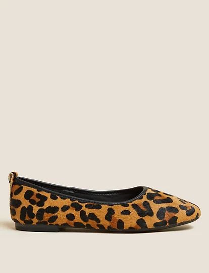 Leather Leopard Print Flat Ballet Pumps | Marks & Spencer (UK)