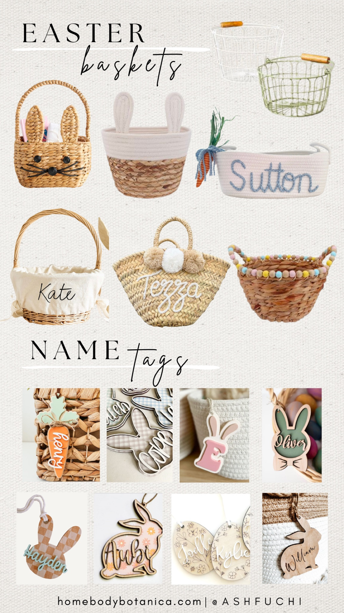 Easter Baskets and Name Tags //  #target #etsy #eastergifts #eastertoys #easterfillers #whimsicaltoys #whimsicalgifts #spring #springtoys #springgifts #eastergiftguide #easternametags 

#LTKSeasonal #LTKkids #LTKSale