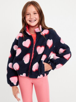 Printed Mock-Neck Sherpa Full-Zip Jacket for Girls | Old Navy (US)