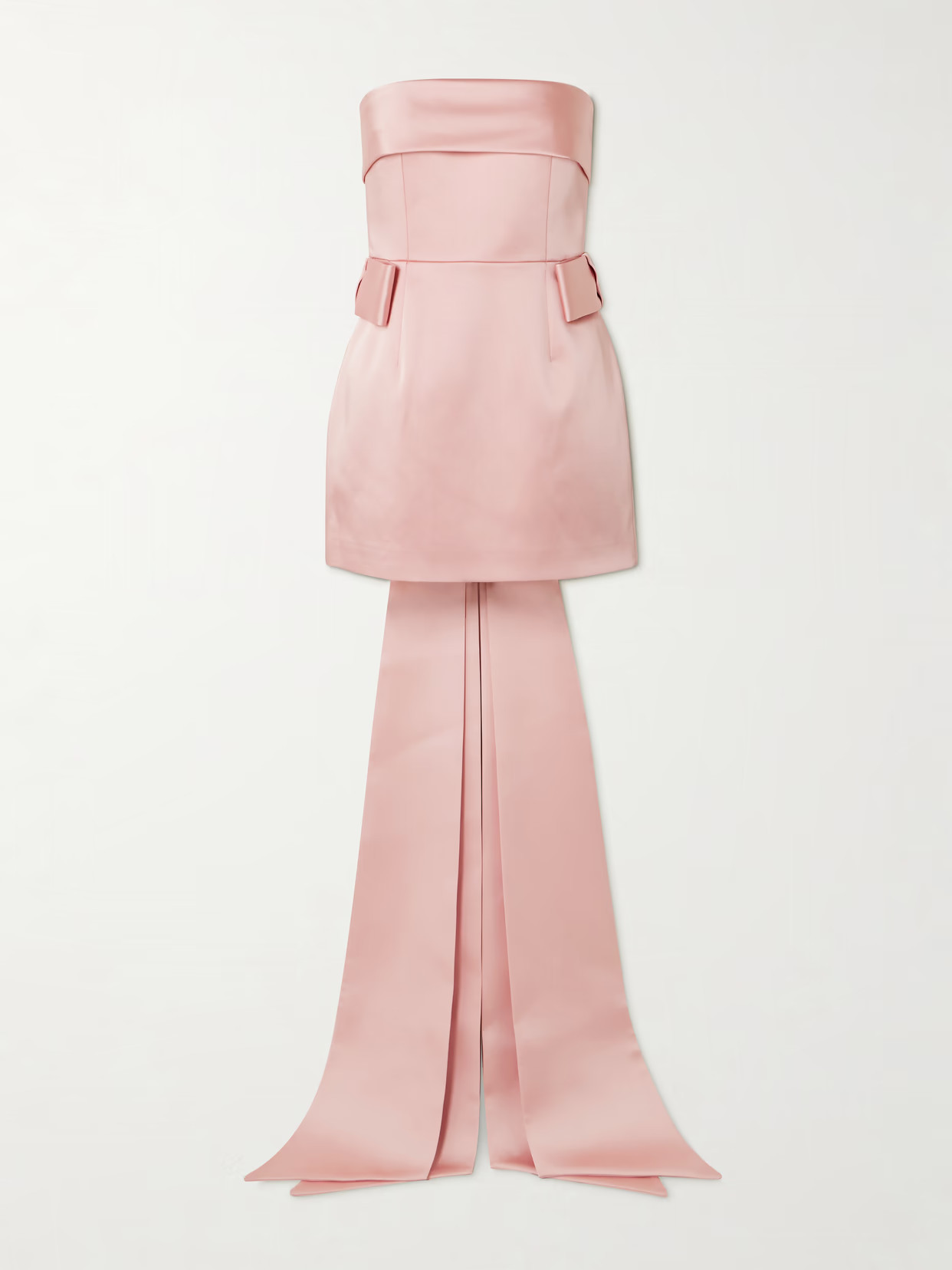 The New Arrivals Ilkyaz Ozel - Lalani Strapless Bow-embellished Duchesse-satin Mini Dress - Pink | NET-A-PORTER (US)
