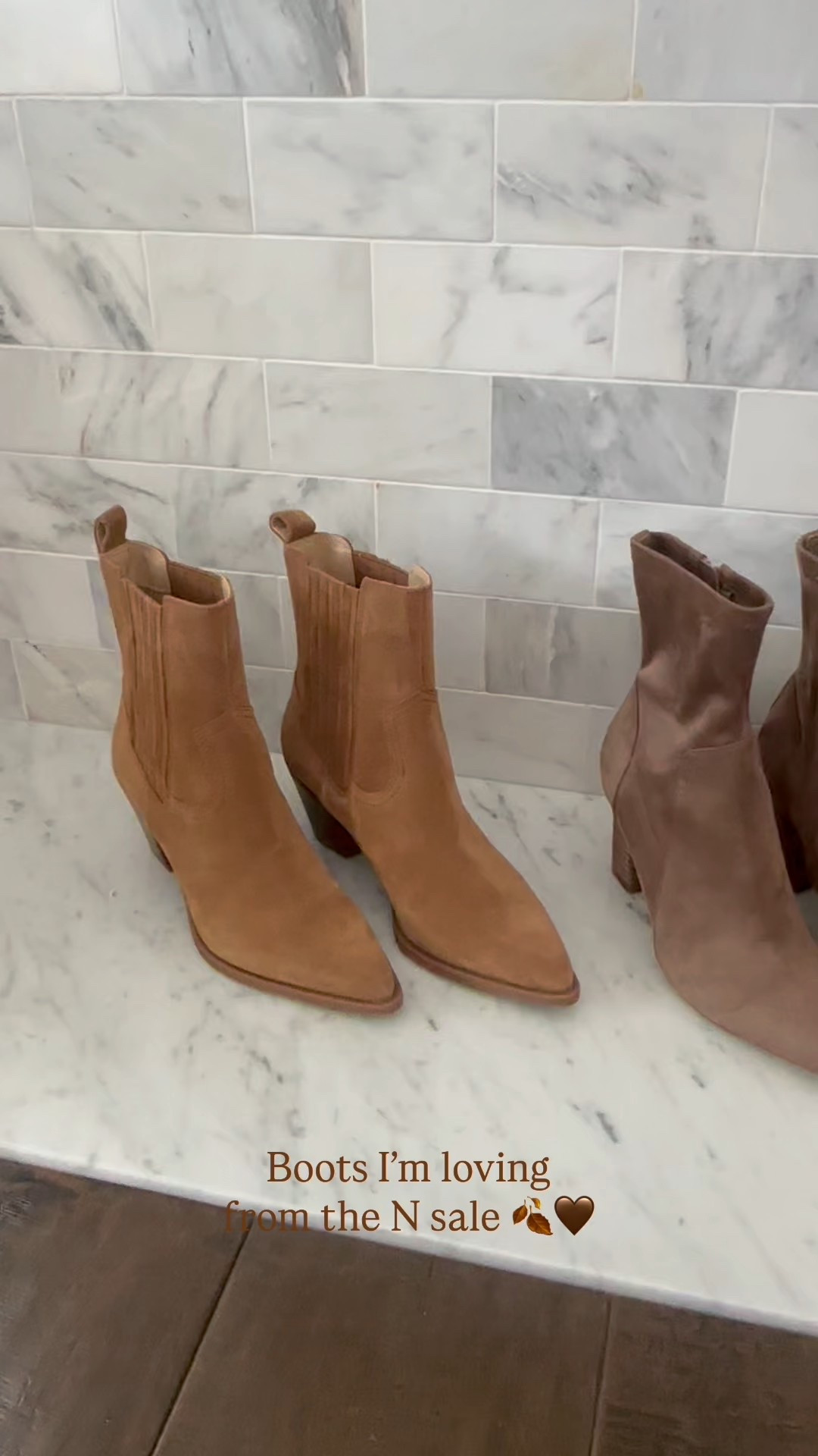 Love these boots from the N sale! 🤎 (Barley Suede in the Lilo sock boot is darker than pictured online but I love the color! Also showing Dark Brown Stella.)  

#LTKShoeCrush #LTKStyleTip