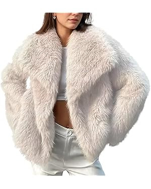 Ainangua Womens Faux Fur Coat Shaggy Oversized Lapel Button Fuzzy Ladies Jackets Warm Winter Outf... | Amazon (US)