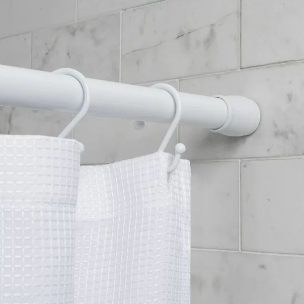 Better Homes & Gardens Rust-Proof Aluminum Basic Shower Tension Rod, 50 in – 86 in, White | Walmart (US)