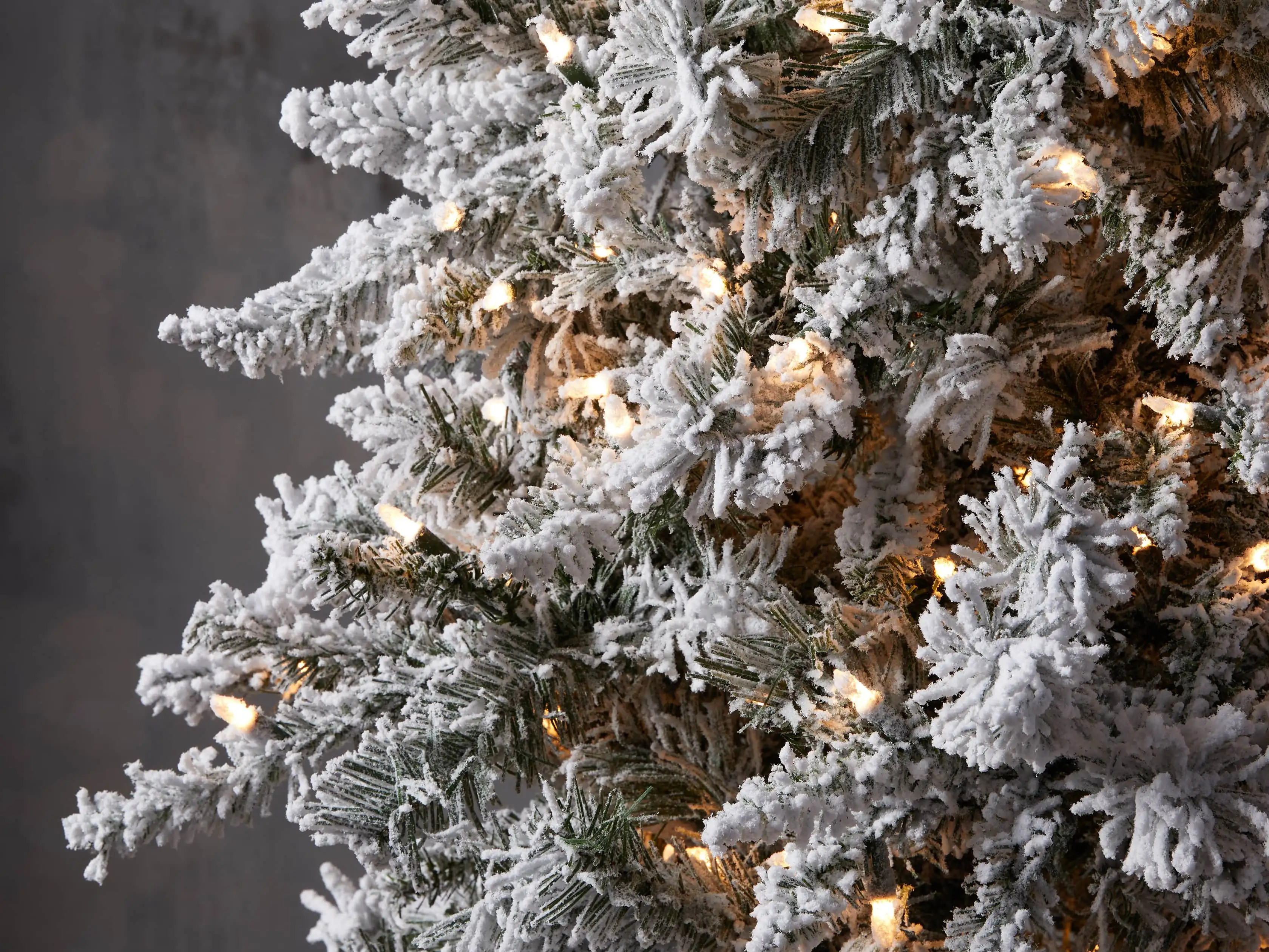 Pre-Lit Flocked Faux Spruce Tree | Arhaus