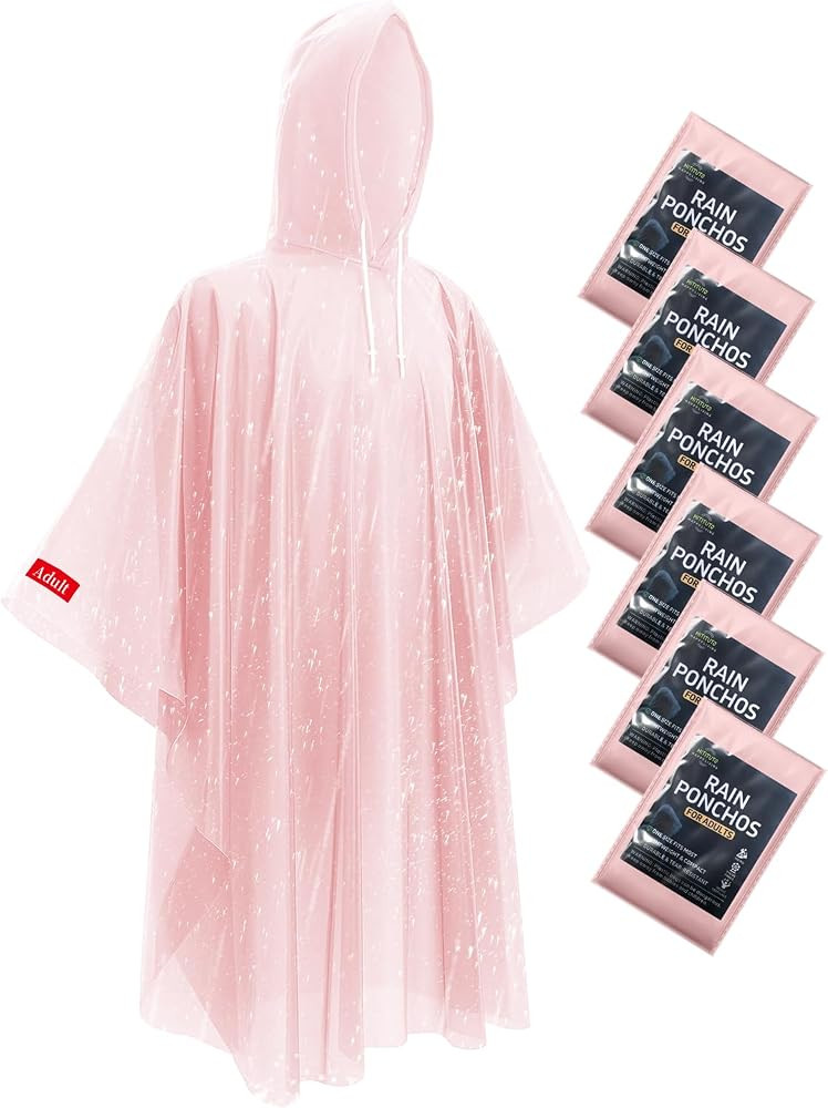 Rain Ponchos for Adults - Extra Long Emergency Poncho with Hood, 6/12/24 Family Pack Raincoat, Ho... | Amazon (US)