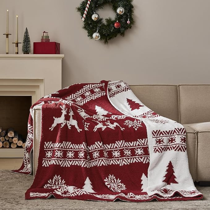 WDCOZY Christmas Throw Blanket Snowflake Reindeer Reversible Super Soft Knitted Blankets for Couc... | Amazon (US)