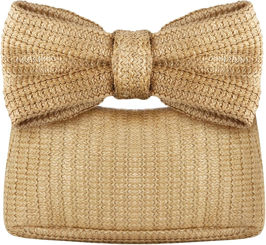 GOKTOW Straw Bow Purse Clutch Bag,Summer Beach Handbags for Women 2024 Vacation | Amazon (US)