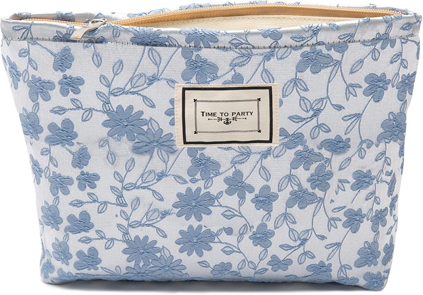 Floral Makeup Bag for Women with Zipper, Aesthetic Cosmetic Bags with Flower Pattern, Cute Travel... | Amazon (US)