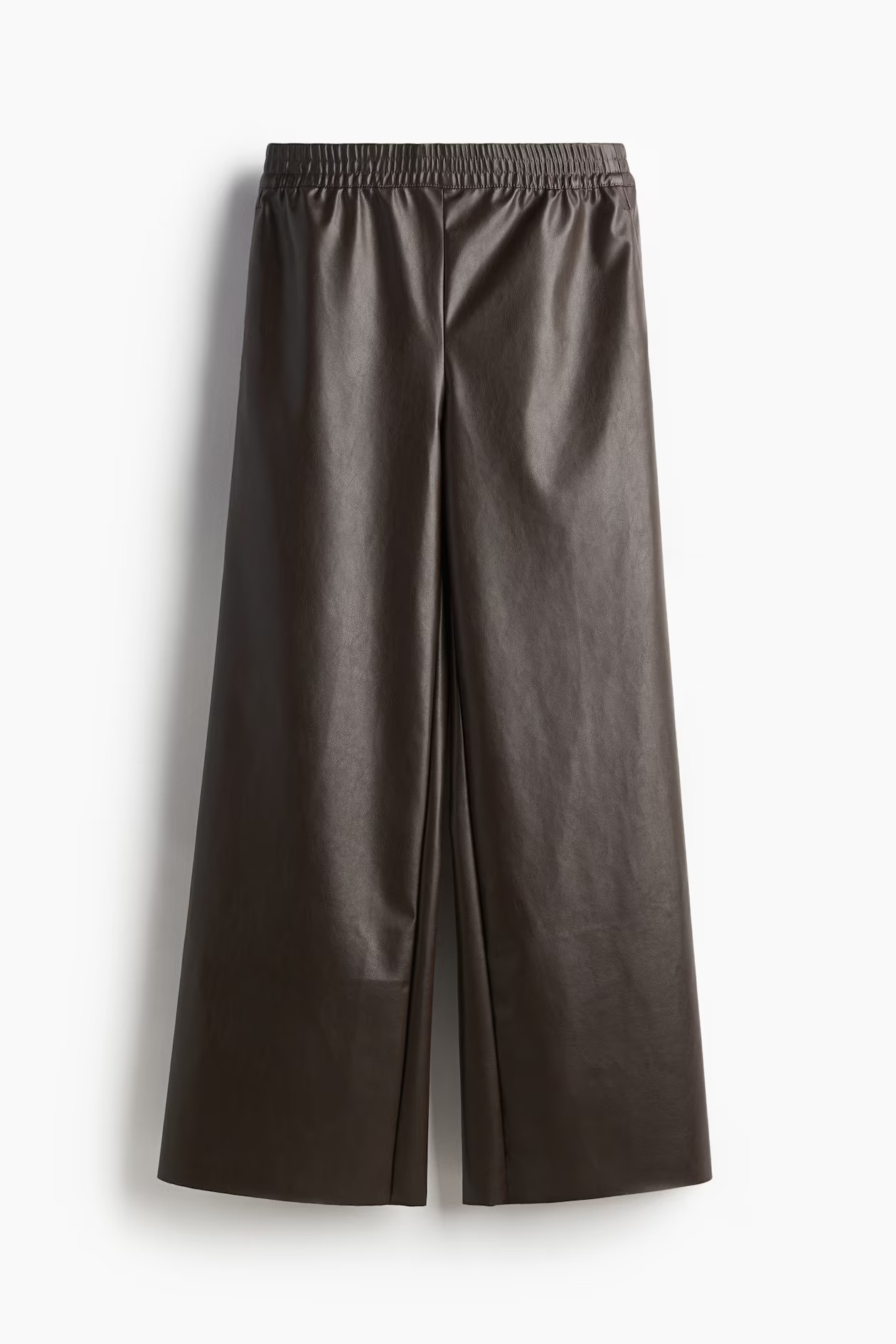Wide coated joggers - Dark brown - Ladies | H&M GB | H&M (UK, MY, IN, SG, PH, TW, HK)