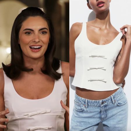 Paige DeSorbo’s White Bow Confessional Top is by Zara // Shop Similar 