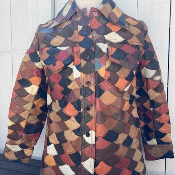 70's  Hippie style  fish scale patch work leather hippie jacket | Poshmark