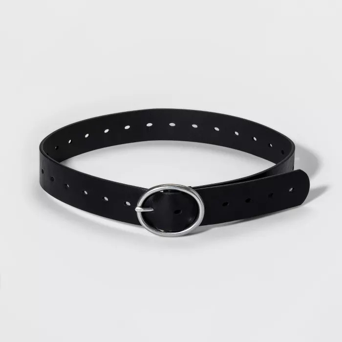 Women's Adjustable Jean Belt with Rounded Design Buckle - Universal Thread™ Black L | Target