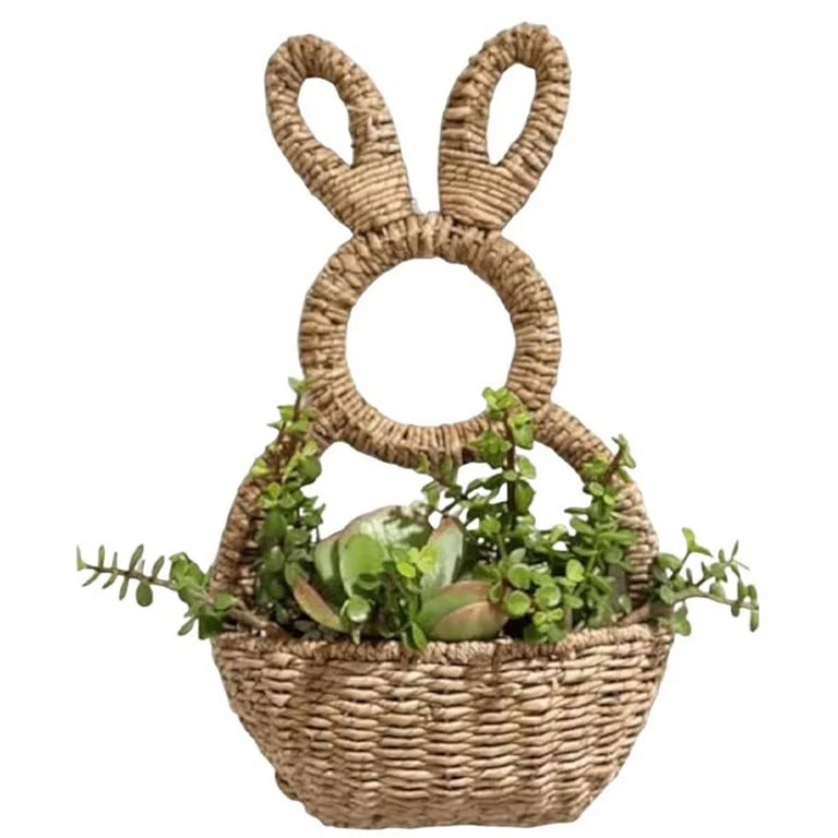 Bunny Basket Hanging Wall Pocket Spring Decor, Hand Woven Wicker Easter Pocket,for Decorations | Walmart (US)