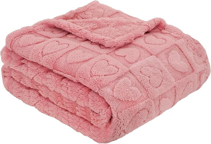 MACEVIA Valentines Day Pink Heart Blanket Love Blanket for Women Super Soft & Warm Fuzzy Fleece H... | Amazon (US)