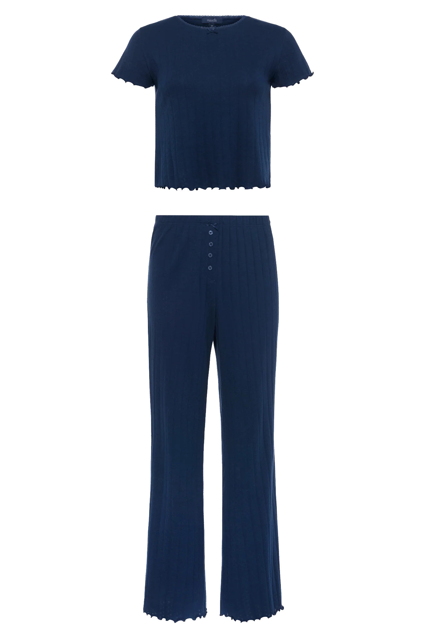 Pointelle Pajama Pant Set | Navy | nuuds