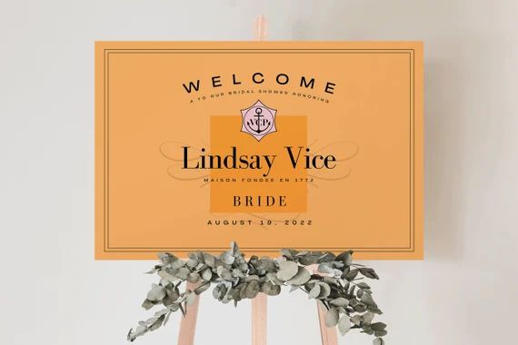 Champagne Bachelorette Bridal Shower Party Welcome Sign TEMPLATE, DIY Welcome Sign Download, Edit... | Etsy (US)