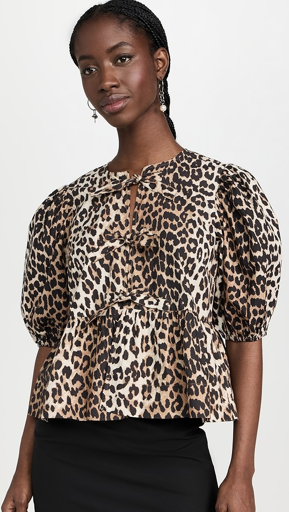 Printed Cotton Poplin Peplum Blouse | Shopbop